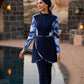Aria Peacock Burkini Damen am Pool – exotisches Pfauenmuster, Blau Grün