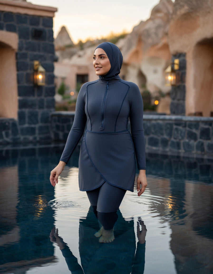 Luna Plus Burkini Damen in Navy – Große Größen Pool